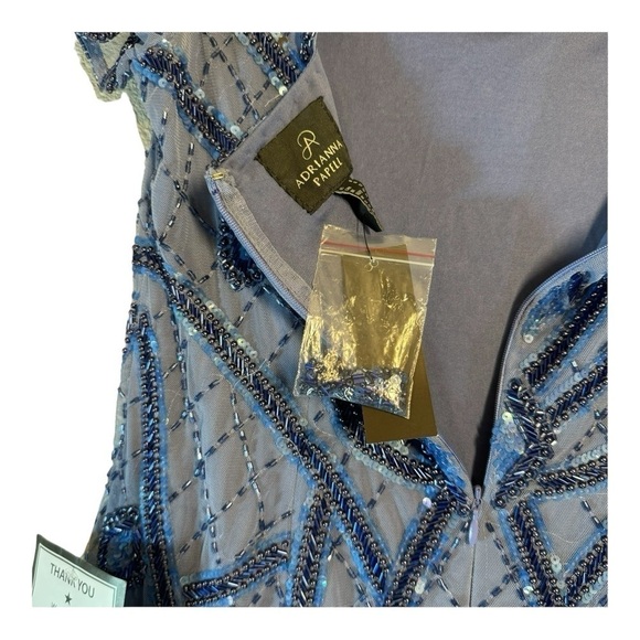 Adrianna Papell Beaded Back Cutout Sheath Dress in French Blue NWT - Picture 9 of 10